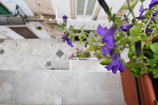 Fiori sul balcone affacciato sul centro storico